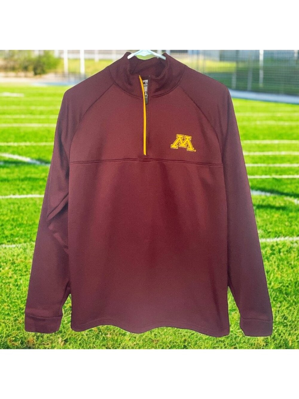 Champion Minnesota Gophers 1/4 Zip Size Small Maroon Fleece Lined Mock Neck NCAA
